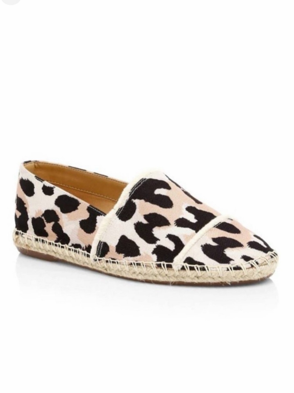 NEW Schutz Ohanna Printed Canvas Leopard Espadrilles Flat Slip On
